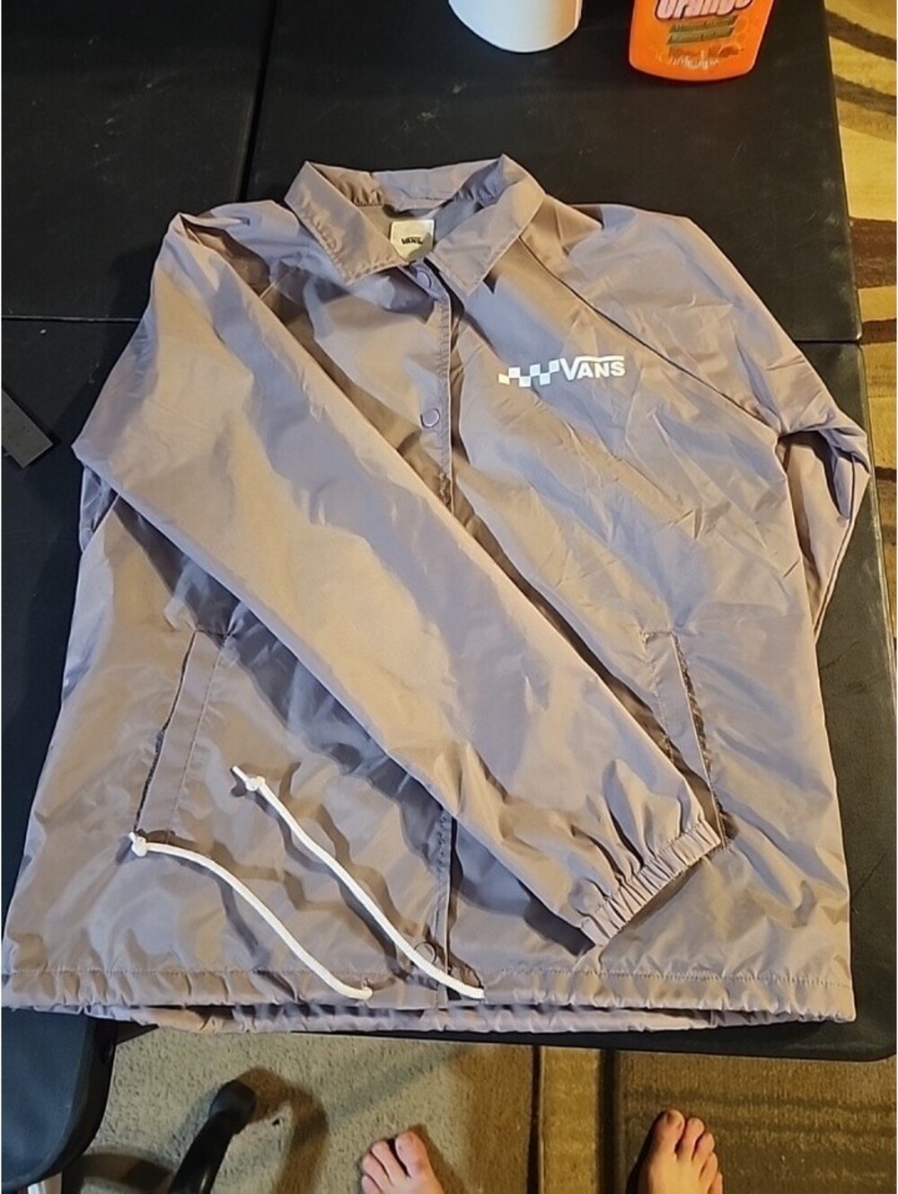 Vans Women's Logo Snap Windbreaker Purple Size M Jacket With Pockets Skater